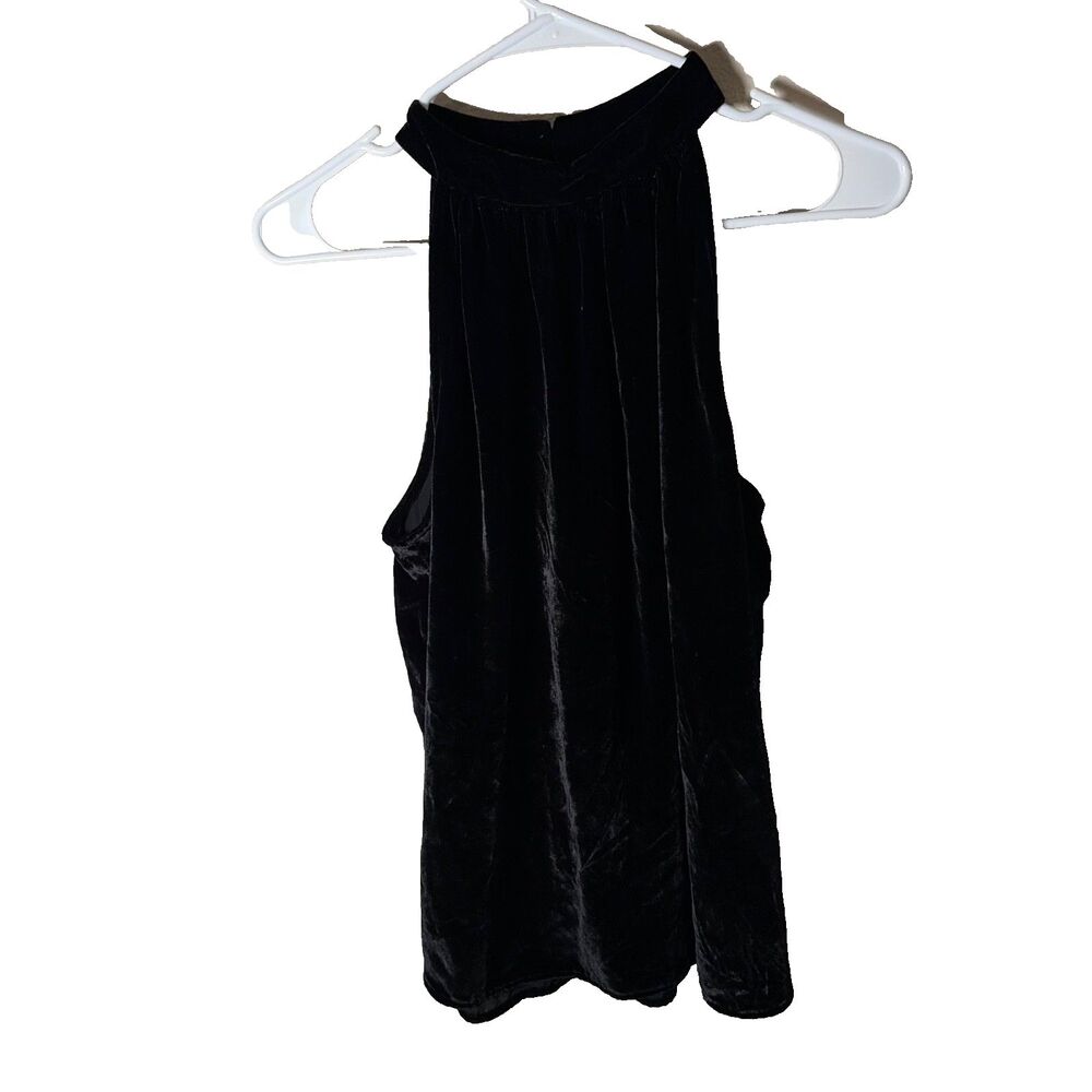Loft Tank Top Women's Small Velvet Velour Sleeveless Black Solid Shirt Career